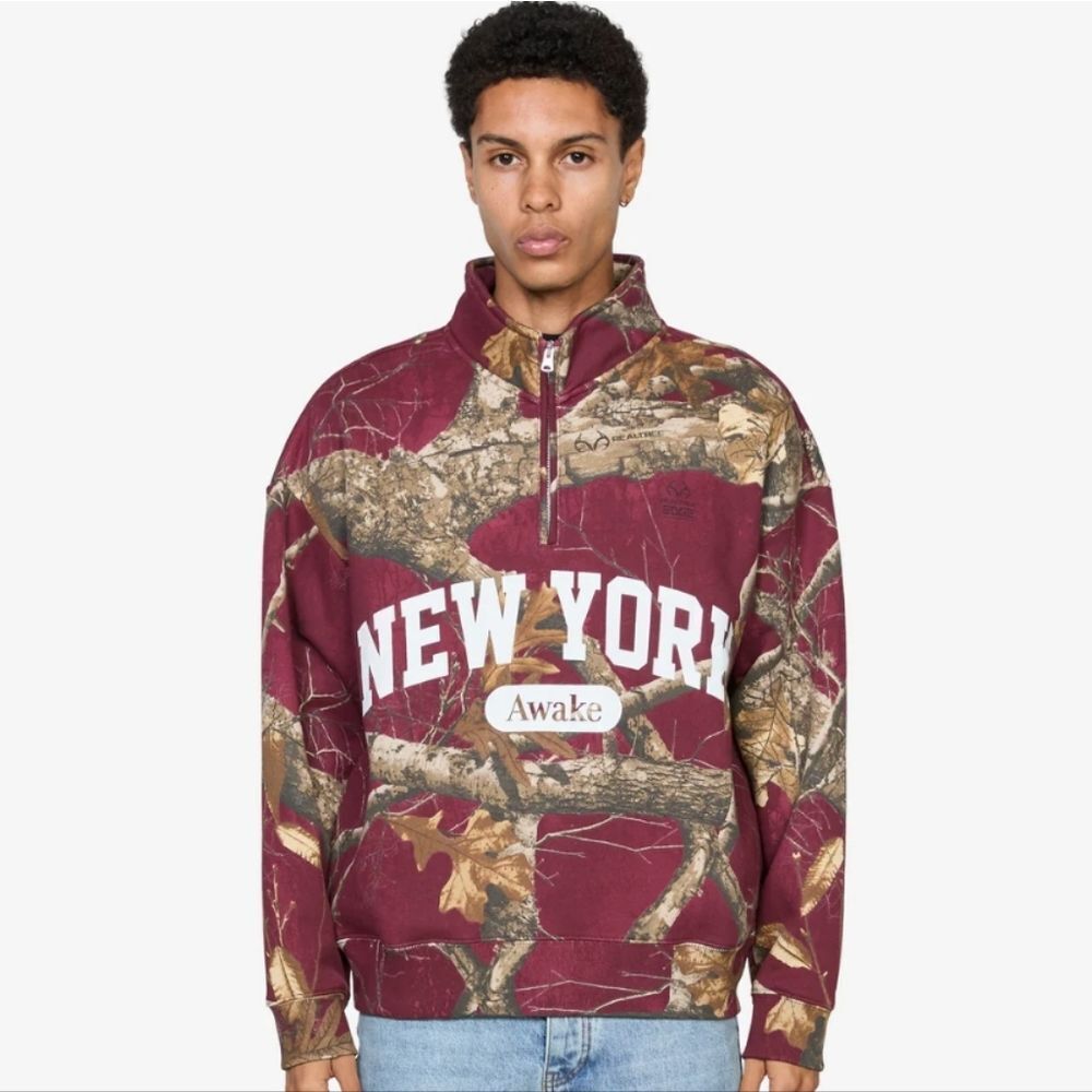 Authentic Awake NY New York Camo 1/2 Zip Sweatshirt | Size Large